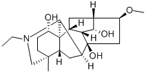 (16S)-20-エチル-16-メトキシ-4-メチルアコニタン-1α,8,14α-トリオール 化学構造式