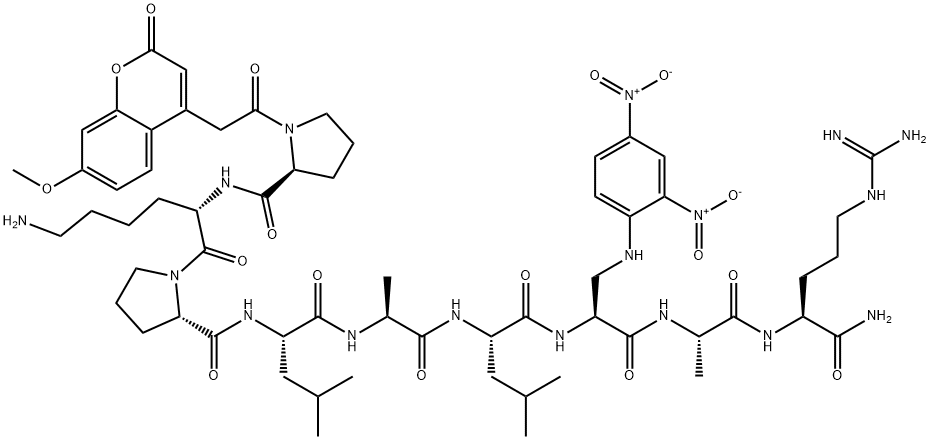 MCA-PRO-LYS-PRO-LEU-ALA-LEU-DAP(DNP)-ALA-ARG-NH2, 396717-35-4, 结构式