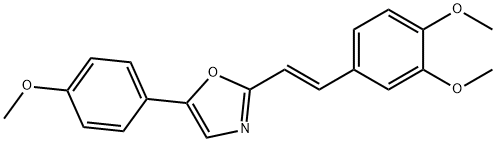 2-[(E)-2-(3,4-ジメトキシフェニル)エテニル]-5-(4-メトキシフェニル)オキサゾール 化学構造式