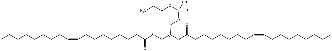2-[(1-O,2-O-ジオレオイル-L-グリセロ-3-ホスホ)オキシ]エタンアミン 化学構造式