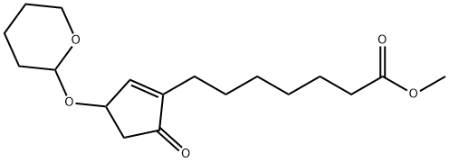 7-(5-オキソ-3-((テトラヒドロ-2H-ピラン-2-イル)オキシ)シクロペント-1-エン-1-イル)ヘプタン酸メチル 化学構造式