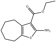 2-アミノシクロヘプタ〔B〕チオフェン-3-カルボン酸エチル 化学構造式