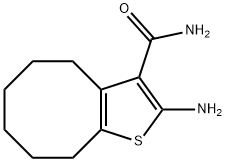 2-アミノ-4,5,6,7,8,9-ヘキサヒドロシクロオクタ-[B]チオフェン-3-カルボキサミド 化学構造式