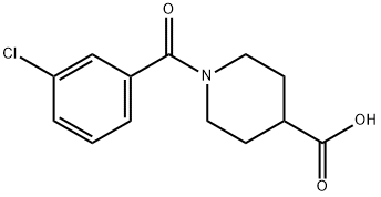 1-(3-クロロベンゾイル)ピペリジン-4-カルボン酸 化学構造式