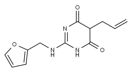 5-アリル-2-(フルフリルアミノ)ピリミジン-4,6(1H,5H)-ジオン 化学構造式