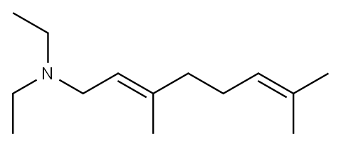 (E)-N,N-ジエチル-3,7-ジメチル-2,6-オクタジエン-1-アミン 化学構造式