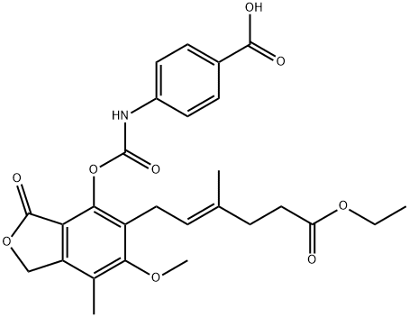 4-[[[[[5-(6-Ethoxy-3-methyl-6-oxo-2-hexenyl)-1,3-dihydro-6-methoxy-7-methyl-3-oxoisobenzofuran]-4-yl]oxy]carbonyl]amino]benzoic acid Structure