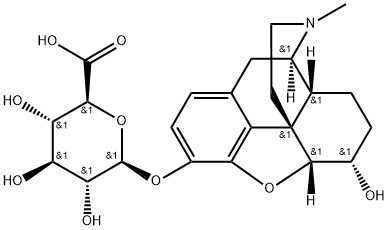3-(β-D-グルコピラヌロノシルオキシ)-17-メチル-4,5α-エポキシモルフィナン-6α-オール 化学構造式
