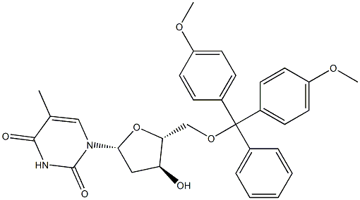 5'-O-(4,4'-ジメトキシトリチル)チミジン 化学構造式