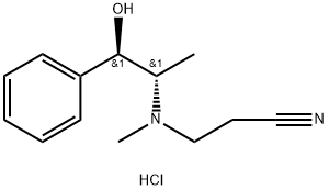 3-[[(1S,2R)-2-ヒドロキシ-1-メチル-2-フェニルエチル]メチルアミノ]プロパンニトリル・塩酸塩 化学構造式