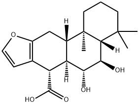 (4aS)-1,2,3,4,4aβ,5,6,6aα,7,11,11aβ,11b-ドデカヒドロ-5β,6α-ジヒドロキシ-4,4,11bα-トリメチルフェナントロ[3,2-b]フラン-7α-カルボン酸 化学構造式