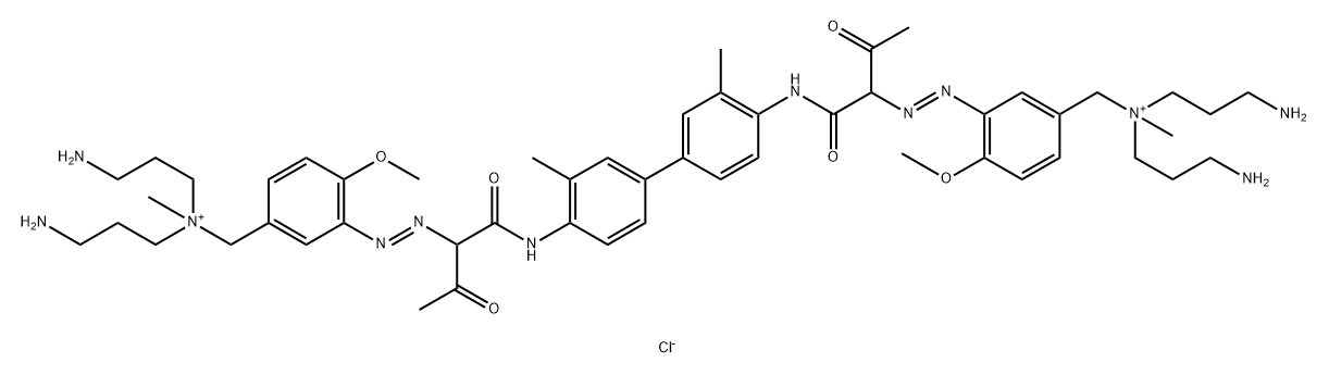 3,3'-[(3,3'-dimethyl[1,1'-biphenyl]-4,4'-diyl)bis[imino(1-acetyl-2-oxoethane-1,2-diyl)azo]]bis[bis(3-aminopropyl)(p-methoxybenzyl)methylammonium] dichloride 结构式