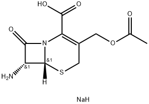 (6R,7R)-3-[(アセチルオキシ)メチル]-7-アミノ-8-オキソ-5-チア-1-アザビシクロ[4.2.0]オクタ-2-エン-2-カルボン酸ナトリウム 化学構造式