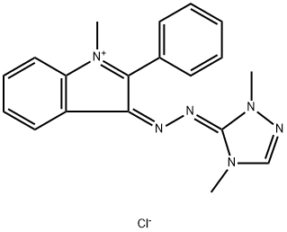 3-[(2,4-dihydro-2,4-dimethyl-3H-1,2,4-triazol-3-ylidene)hydrazono]-1-methyl-2-phenyl-3H-indolium chloride Struktur