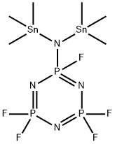 2,4,4,6,6-Pentafluoro-2,2,4,4,6,6-hexahydro-2-[bis(trimethylstannyl)amino]-1,3,5,2,4,6-triazatriphosphorine Struktur