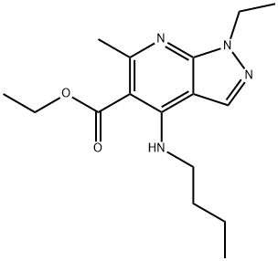4-(BUTYLAMINO)-1-ETHYL-6-METHYL 1H-PYRAZOLO[3,4B]PYRIDINE-5-ETHYLCARBOXYLATE HYDROCHLORIDE Struktur