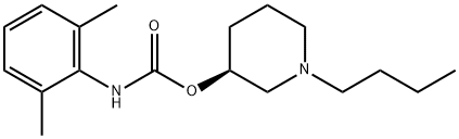 N-(2,6-Dimethylphenyl)carbamic acid [3S,(-)]-1-butyl-3-piperidinyl ester Struktur