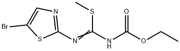 Carbamic  acid,  [[(5-bromo-2-thiazolyl)imino](methylthio)methyl]-,  ethyl  ester  (9CI) 结构式