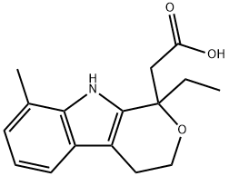 1-乙基-1,3,4,9-四氢-8-甲基吡喃并[3,4-B]吲哚-1-乙酸, 41340-19-6, 结构式
