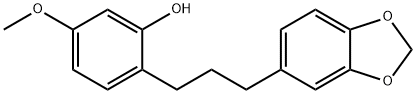 2-[3-(1,3-ベンゾジオキソール-5-イル)プロピル]-5-メトキシフェノール 化学構造式