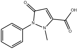 1,2-ジヒドロ-1-メチル-3-オキソ-2-フェニル-3H-ピラゾール-5-カルボン酸 化学構造式