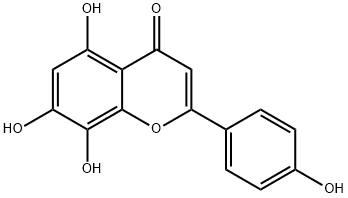 5,7,8-トリヒドロキシ-2-(4-ヒドロキシフェニル)-4H-1-ベンゾピラン-4-オン 化学構造式