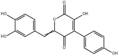 3-Hydroxy-4-(4-hydroxyphenyl)-6-[(3,4-dihydroxyphenyl)methylene]-2H-pyran-2,5(6H)-dione Structure