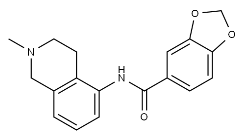 3,4-メチレンジオキシ-N-(1,2,3,4-テトラヒドロ-2-メチルイソキノリン-5-イル)ベンズアミド 化学構造式