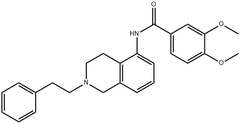 3,4-ジメトキシ-N-(1,2,3,4-テトラヒドロ-2-フェネチルイソキノリン-5-イル)ベンズアミド 化学構造式