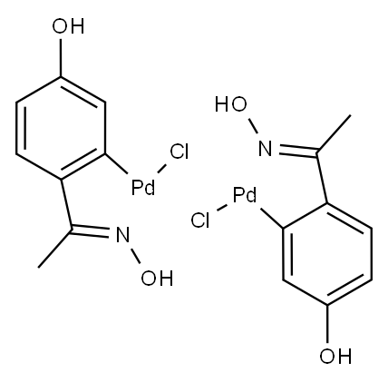 二-μ-氯双[5-羟基-2-[1-(羟基亚氨基-κN)乙基]苯基-κC]钯(II)二聚物, 419581-64-9, 结构式