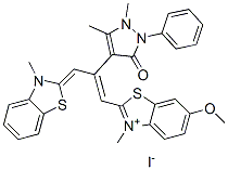 2-[2-(2,3-dihydro-1,5-dimethyl-3-oxo-2-phenyl-1H-pyrazol-4-yl)-3-(3-methyl-3H-benzothiazol-2-ylidene)prop-1-enyl]-6-methoxy-3-methylbenzothiazolium iodide Structure