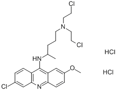 N,N-ビス(2-クロロエチル)-N'-(6-クロロ-2-メトキシアクリジン-9-イル)-1,4-ペンタンジアミン·2塩酸塩 化学構造式