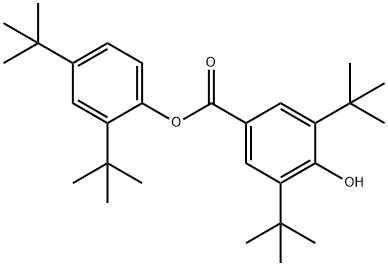 2,4-Di-tert-butylphenyl 3,5-di-tert-butyl-4-hydroxybenzoate Struktur