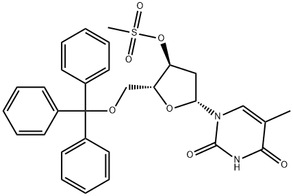 5'-O-TRITYL-3'-O-MESYLTHYMIDINE Struktur