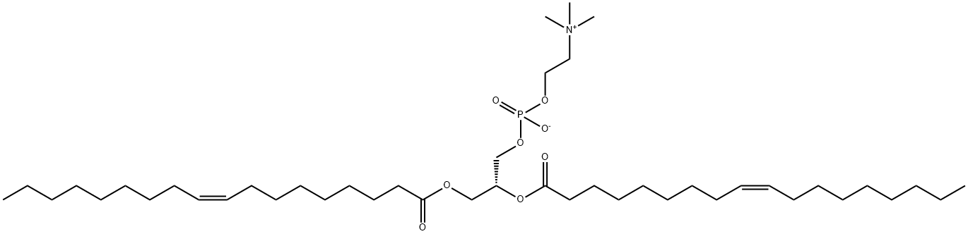 [O-[1-O,2-O-ビス[(Z)-9-オクタデセノイル]-L-グリセロ-3-ホスホ]コリン]アニオン 化学構造式