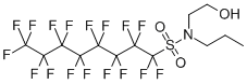 1,1,2,2,3,3,4,4,5,5,6,6,7,7,8,8,8-ヘプタデカフルオロ-N-(2-ヒドロキシエチル)-N-プロピル-1-オクタンスルホンアミド 化学構造式