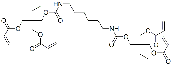 2-[[[[[6-[[[2,2-bis[[(1-oxoallyl)oxy]methyl]butoxy]carbonyl]amino]hexyl]amino]carbonyl]oxy]methyl]-2-ethyl-1,3-propanediyl diacrylate 结构式