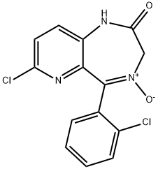 7-クロロ-5-(2-クロロフェニル)-1,3-ジヒドロ-2H-ピリド[3,2-e]-1,4-ジアゼピン-2-オン4-オキシド 化学構造式