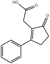 (5-オキソ-2-フェニルシクロペント-1-エン-1-イル)酢酸 化学構造式