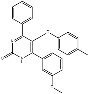 4-(3-メトキシフェニル)-5-(4-メチルフェノキシ)-6-フェニルピリミジン-2(1H)-オン 化学構造式