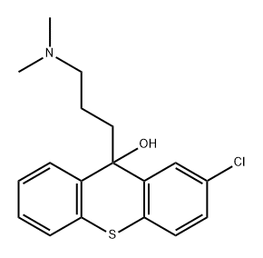 3-(2-クロロ-9-ヒドロキシ-9H-チオキサンテン-9-イル)-N,N-ジメチル-1-プロパンアミン 化学構造式