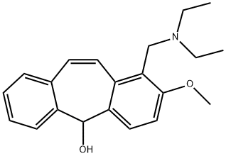 1-(ジエチルアミノ)メチル-2-メトキシ-5H-ジベンゾ[a,d]シクロヘプテン-5-オール 化学構造式