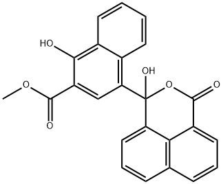 methyl 1-hydroxy-4-(1-hydroxy-3-oxo-1H,3H-naphtho[1,8-cd]pyran-1-yl)-2-naphthoate Structure