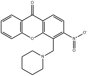 3-ニトロ-4-(ピペリジノメチル)-9H-キサンテン-9-オン 化学構造式