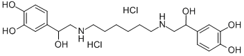 4,4'-[hexane-1,6-diylbis[imino(1-hydroxy-2,1-ethanediyl)]]bispyrocatechol dihydrochloride  Structure