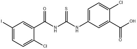 2-CHLORO-5-[[[(2-CHLORO-5-IODOBENZOYL)AMINO]THIOXOMETHYL]AMINO]-BENZOIC ACID Structure