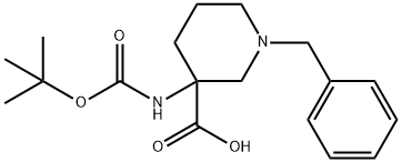 1-苄基-3-叔丁氧羰基氨基哌啶-3-甲酸, 436867-72-0, 结构式