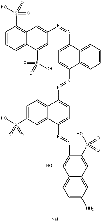 3-[[4-[[4-[(6-アミノ-1-ヒドロキシ-3-ソジオスルホ-2-ナフタレニル)アゾ]-6-ソジオスルホ-1-ナフタレニル]アゾ]-1-ナフタレニル]アゾ]ナフタレン-1,5-ジスルホン酸二ナトリウム 化学構造式