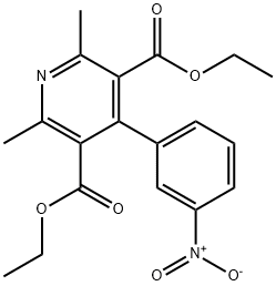 2,6-ジメチル-4-(3-ニトロフェニル)-3,5-ピリジンジカルボン酸ジエチル 化学構造式
