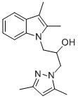 1-(2,3-ジメチル-1H-インドール-1-イル)-3-(3,5-ジメチル-1H-ピラゾール-1-イル)プロパン-2-オール 化学構造式